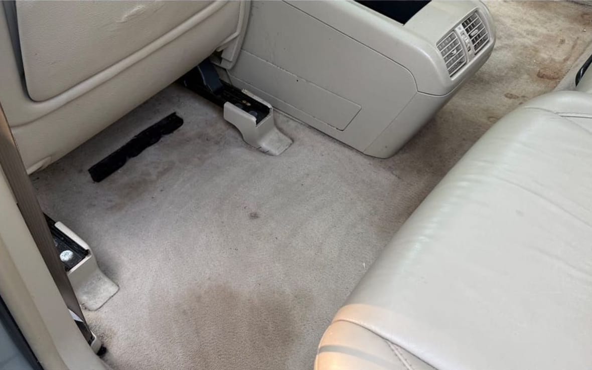 Rear floor carpet before detailing